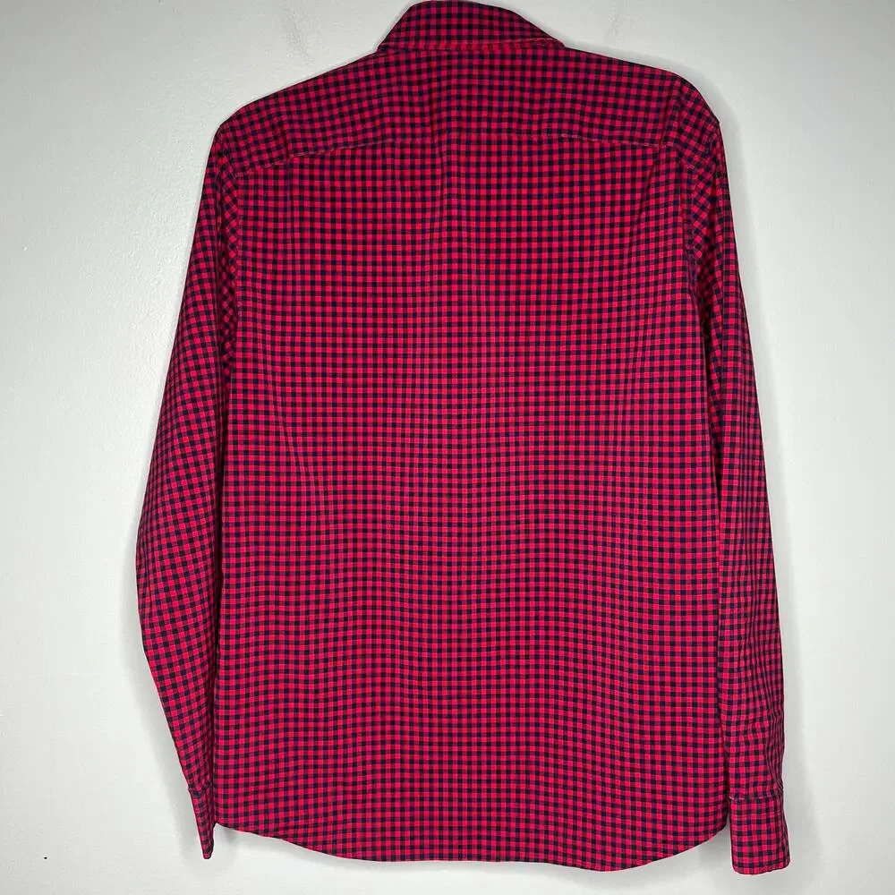 Banana Republic Slim Flex Fit Button Down Tech Stretch Cotton Mens M Check Plaid